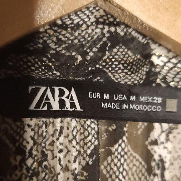 Zara Women's Snake Print Semi Sheer High Neck Blouse Medium - Picture 8 of 10